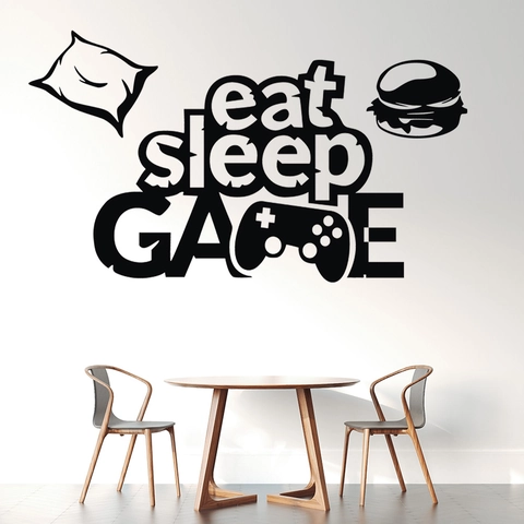 Eat Sleep Game Wandtattoo Spielethema PVC Abnehmbar Aufkleber Für Kinderzimmer Spielzimmer Haus Deko Wandkunst
