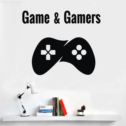 Game & Gamers Controller Muursticker PVC Verwijderbaar Waterdicht Decal Voor Game Room Slaapkamer Home Decor Modern Minimalistisch Zwart