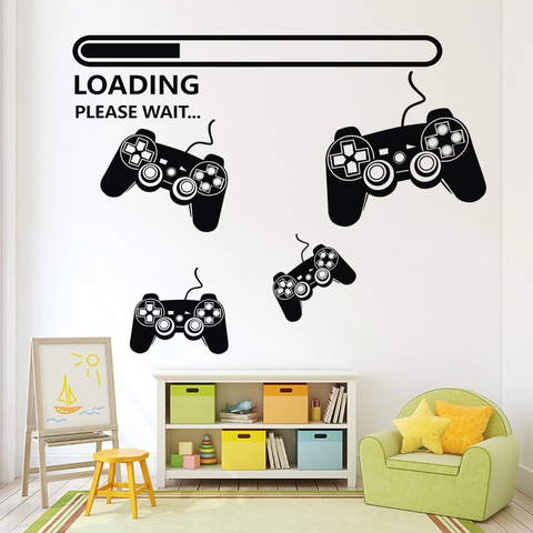 Modernes Schwarzes PVC Game Controller Wandtattoo Ladebalken Design Gaming Zimmer Wandbild Abnehmbare Tapete Für Schlafzimmer