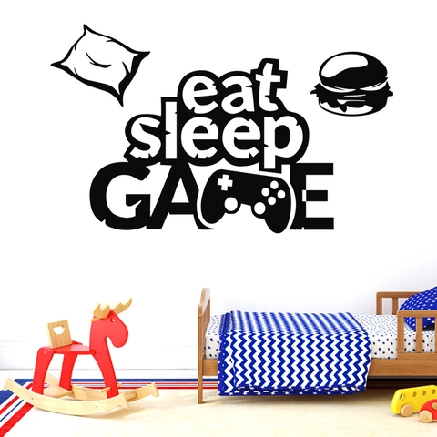 Eat Sleep Game Wandtattoo Spielethema PVC Abnehmbar Aufkleber Für Kinderzimmer Spielzimmer Haus Deko Wandkunst