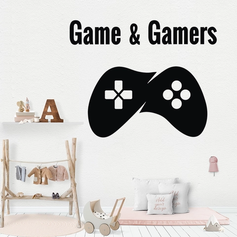 Game & Gamers Controller Muursticker PVC Verwijderbaar Waterdicht Decal Voor Game Room Slaapkamer Home Decor Modern Minimalistisch Zwart