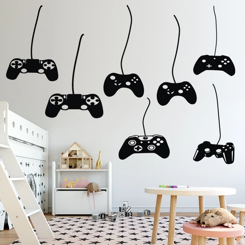 Game Controller Wandtattoo Für Gamer Zimmer Deko Wasserdicht PVC Schwarz Gaming Wandaufkleber Für Jungen Schlafzimmer Spielzimmer