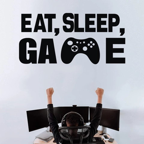 Eat Sleep Game Wandsticker Wasserdicht PVC Gaming Thema Wandtattoo Für Kinderzimmer Wohnzimmer Spielzimmer Moderne Haus Deko