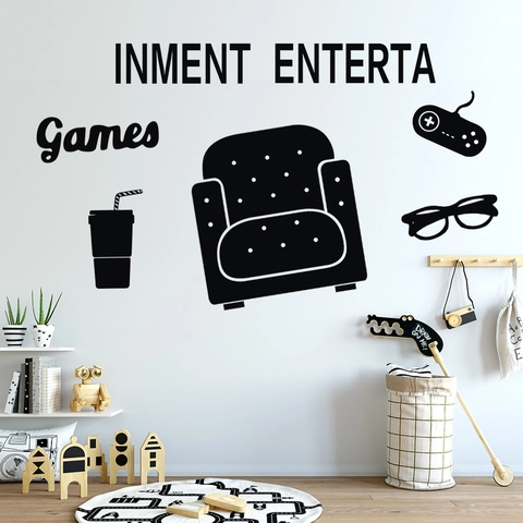 Gaming-Controller Sofa PVC Wasserdichtes Wandtattoo Silhouette Spielzimmer Schlafzimmer Wohnzimmer Dekor Wandaufkleber Für Kinder Gamer