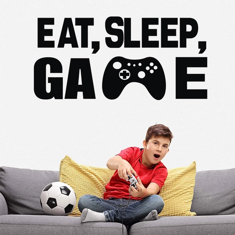 Eat Sleep Game Wandsticker Wasserdicht PVC Gaming Thema Wandtattoo Für Kinderzimmer Wohnzimmer Spielzimmer Moderne Haus Deko