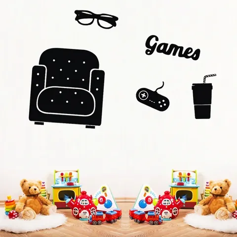 Gaming-Controller Sofa PVC Wasserdichtes Wandtattoo Silhouette Spielzimmer Schlafzimmer Wohnzimmer Dekor Wandaufkleber Für Kinder Gamer
