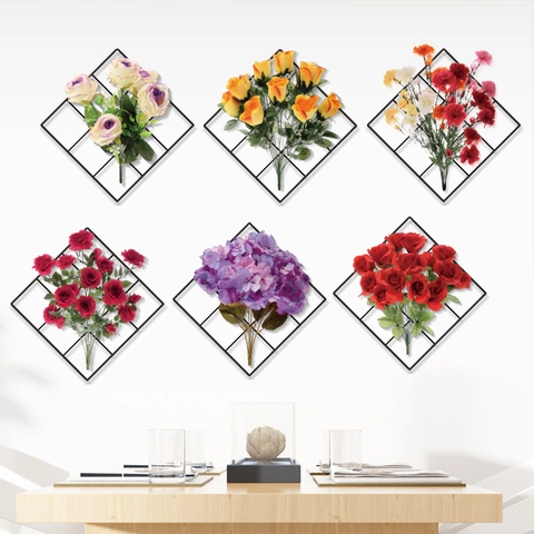 Modern Minimalist Floral Grid Wall Sticker Removable PVC Decal For Living Room Bedroom Kitchen Dining Room Home Decor