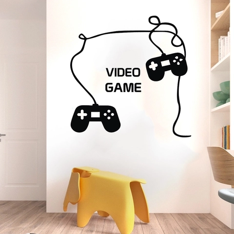 Adesivo Murale Videogiochi per Cameretta Ragazzi Silhouette Controller Gamer Impermeabile PVC Adesivo da Parete Casa Decorazione
