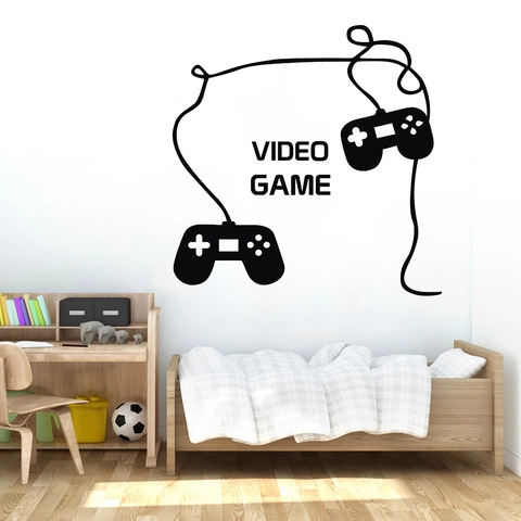 Adesivo Murale Videogiochi per Cameretta Ragazzi Silhouette Controller Gamer Impermeabile PVC Adesivo da Parete Casa Decorazione