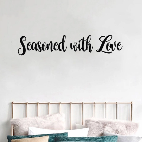 Seasoned With Love Quote Wall Sticker PVC Waterproof Removable Artistic Lettering Decal For Kitchen Bedroom Home Decor