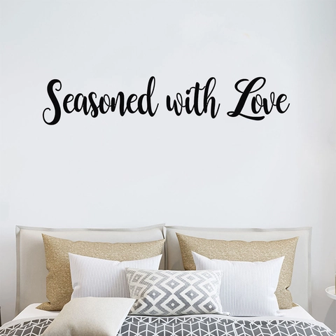 Seasoned With Love Quote Wall Sticker PVC Waterproof Removable Artistic Lettering Decal For Kitchen Bedroom Home Decor