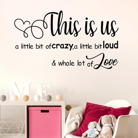 Adesivo Murale Citazione Famiglia This Is Us Decalcomania in Vinile Rimovibile per Soggiorno Camera da Letto Nero Impermeabile