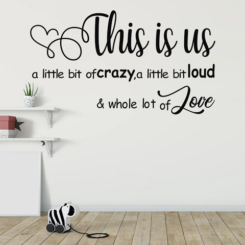 Adesivo Murale Citazione Famiglia This Is Us Decalcomania in Vinile Rimovibile per Soggiorno Camera da Letto Nero Impermeabile