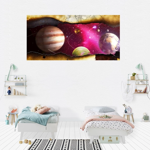 3D Weltraum Planeten Wandaufkleber Jupiter Erde Sternenhimmel Wasserdicht PVC Wanddurchbruch Effekt Wandbild Für Kinderzimmer Schlafzimmer Wohnkultur