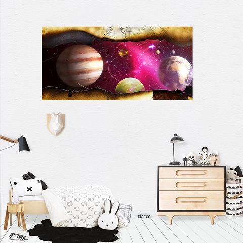 3D Weltraum Planeten Wandaufkleber Jupiter Erde Sternenhimmel Wasserdicht PVC Wanddurchbruch Effekt Wandbild Für Kinderzimmer Schlafzimmer Wohnkultur
