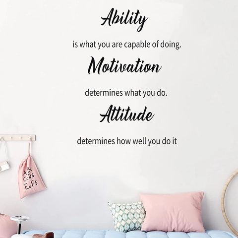 Pegatina de Pared de PVC Removible Con Citas Motivadoras Ability Motivation Attitude Para Sala de Estar Oficina Dormitorio Decoración