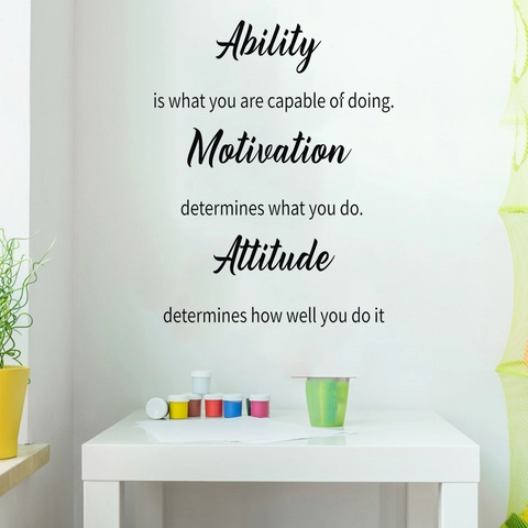 Pegatina de Pared de PVC Removible Con Citas Motivadoras Ability Motivation Attitude Para Sala de Estar Oficina Dormitorio Decoración