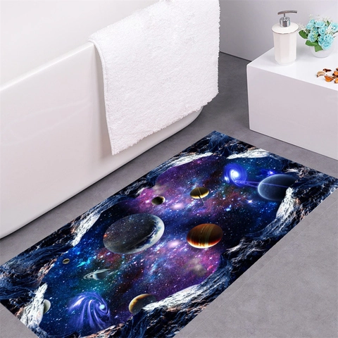 Sticker Mural 3D Créatif Ciel Étoilé Planète Mur Brisé Univers Espace Galaxie Mural en PVC Amovible pour Chambre d'Enfant Salon