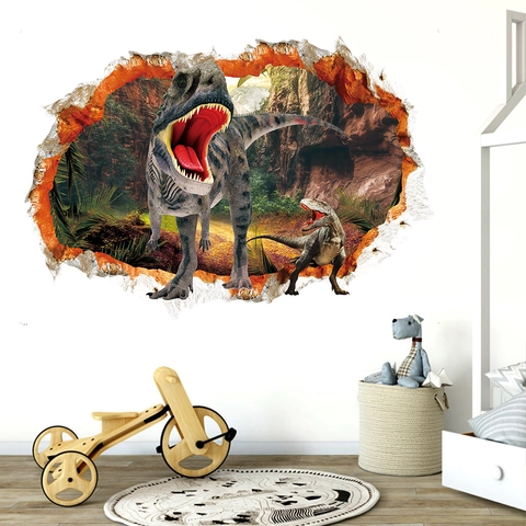 3D Dinosaurier Wanddurchbruch Wandaufkleber Abnehmbare PVC Wandbild Dekor Für Kinderzimmer Wohnzimmer Haus Dekoration