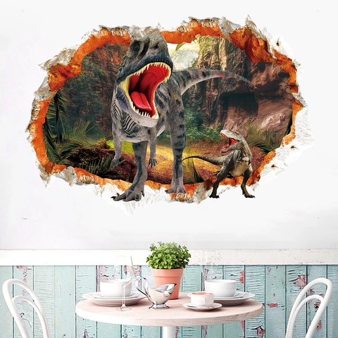 3D Dinosaurier Wanddurchbruch Wandaufkleber Abnehmbare PVC Wandbild Dekor Für Kinderzimmer Wohnzimmer Haus Dekoration