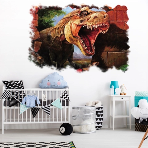 3D Zerbrochene Wand Dinosaurier Wandtattoo Wasserdicht PVC Abnehmbar T-Rex Mural Für Kinderzimmer Wohnzimmer Schlafzimmer Home Decor