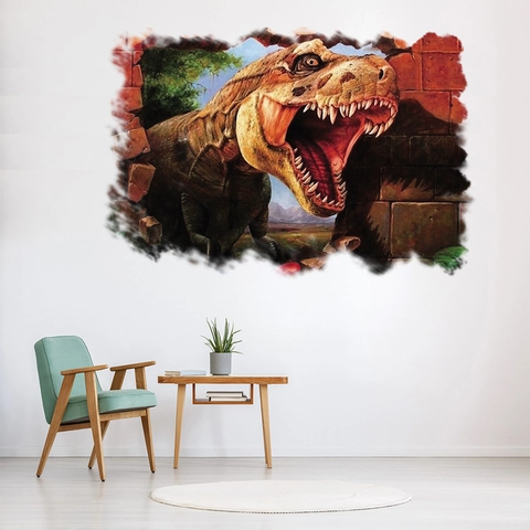 3D Zerbrochene Wand Dinosaurier Wandtattoo Wasserdicht PVC Abnehmbar T-Rex Mural Für Kinderzimmer Wohnzimmer Schlafzimmer Home Decor