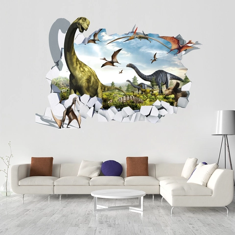 3D Parete Rotta Dinosauro Mondo Adesivo PVC Rimovibile Home Decor Murale per Cameretta Bambini Soggiorno Camera da Letto Decalcomania