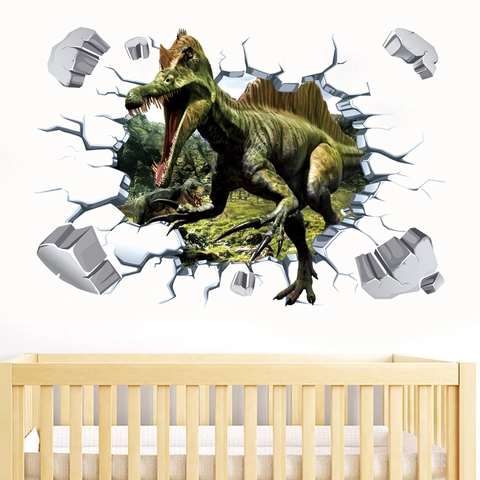 3D Dinosaurier Wandsticker PVC Wasserdicht Spinosaurus Wanddurchbruch Wandbild Dekoration Für Kinderzimmer Schlafzimmer Wohnzimmer