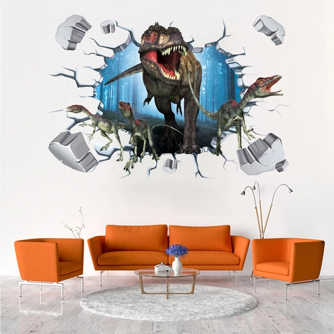 3D Wandtattoo Dino Durchbruch PVC Aufkleber T-Rex Wasserdicht Wandaufkleber Für Kinderzimmer Wohnzimmer Hausdeko