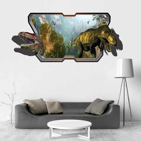 3D Dinosaurier Wandtattoo Realistischer Tyrannosaurus Rex Wanddurchbruch-Effekt PVC Wasserdichte Deko Für Kinderzimmer