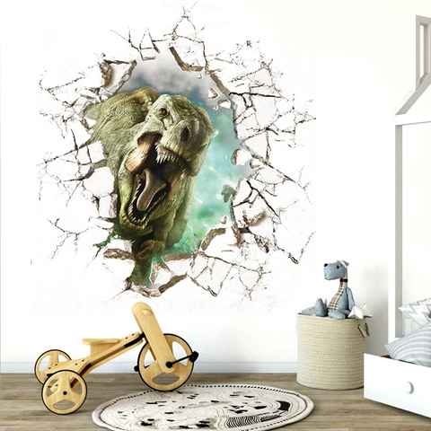 3D Wanddurchbruch Dinosaurier Wandtattoo Wasserdicht PVC T-Rex Aufkleber Für Kinderzimmer Schlafzimmer Deko Wandkunst Poster