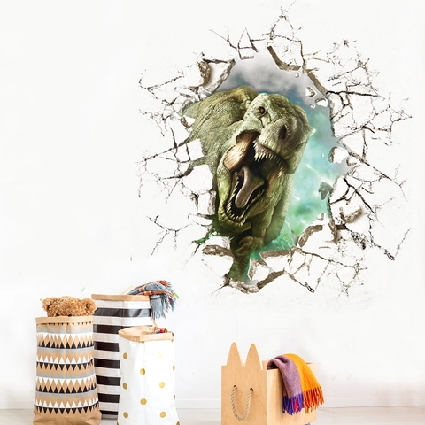 3D Wanddurchbruch Dinosaurier Wandtattoo Wasserdicht PVC T-Rex Aufkleber Für Kinderzimmer Schlafzimmer Deko Wandkunst Poster