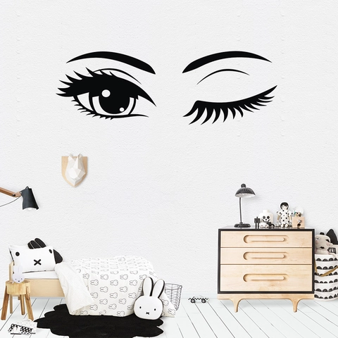 Minimalist Black Eyes Eyelashes PVC Wall Sticker Self Adhesive Vinyl Decal For Bedroom Living Room Nursery Home Decor