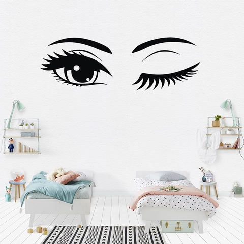 Minimalist Black Eyes Eyelashes PVC Wall Sticker Self Adhesive Vinyl Decal For Bedroom Living Room Nursery Home Decor