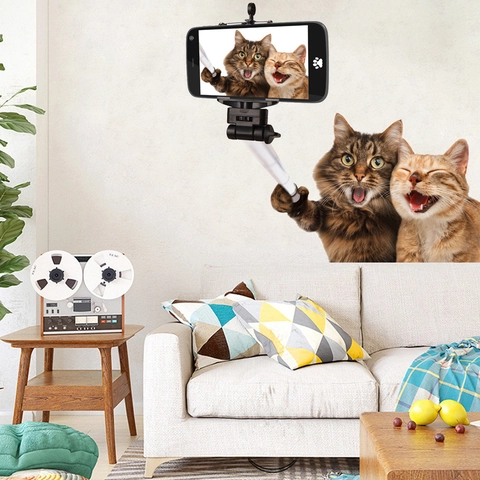Lustige Katze Selfie Wandtattoo Kreativ Abnehmbar Wasserdicht PVC Tier Aufkleber Für Kinderzimmer Schlafzimmer Deko