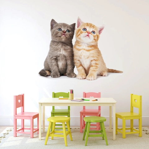 3D Simulations Katze Wandtattoo PVC Wasserdicht Abnehmbar Selbstklebend Tier Aufkleber Für Kinderzimmer Schlafzimmer Deko
