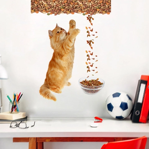 3D Simulierter Orangefarbene Katze Wandaufkleber PVC Selbstklebend Wasserdicht Wandtattoo Für Kinderzimmer Wohnzimmer Schlafzimmer Home Deko