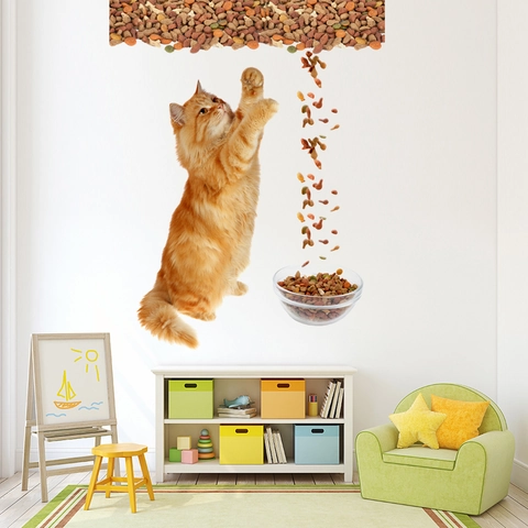 3D Simulierter Orangefarbene Katze Wandaufkleber PVC Selbstklebend Wasserdicht Wandtattoo Für Kinderzimmer Wohnzimmer Schlafzimmer Home Deko