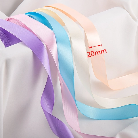 Glossy Solid Color Satin Ribbon For Wedding Decor Gift Wrapping DIY Crafts Cake Baking Bow Making Sewing Accessories