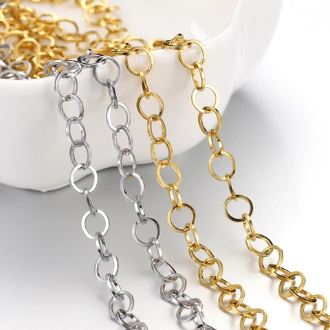 304 Stainless Steel 18K Gold Vacuum Plated Small Round Circle Chain DIY Jewelry Findings For Handmade Necklace Bracelet