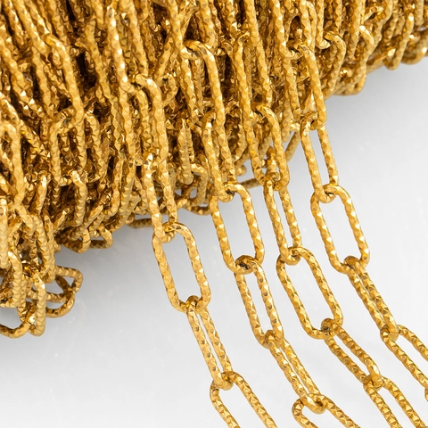 Stainless Steel Textured Paperclip Chain For DIY Jewelry Making Gold Silver Plated Rectangular Link Chain Bulk Accessories