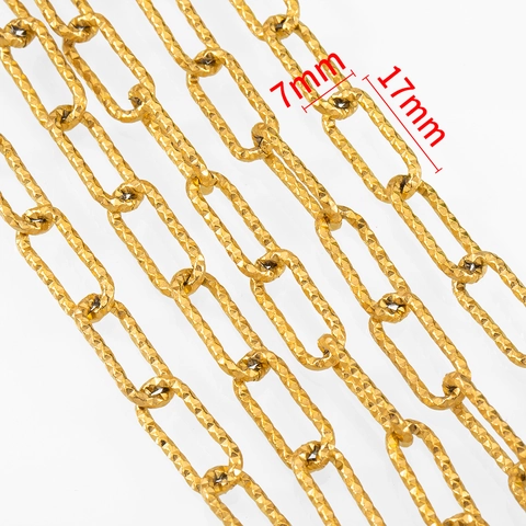 Stainless Steel Textured Paperclip Chain For DIY Jewelry Making Gold Silver Plated Rectangular Link Chain Bulk Accessories