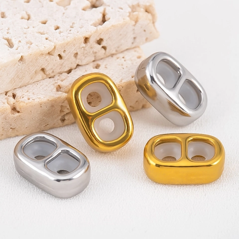 304 Stainless Steel Double Hole Silicone Spacer Beads Adjustable Slider Beads For DIY Bracelet Necklace Jewelry Findings