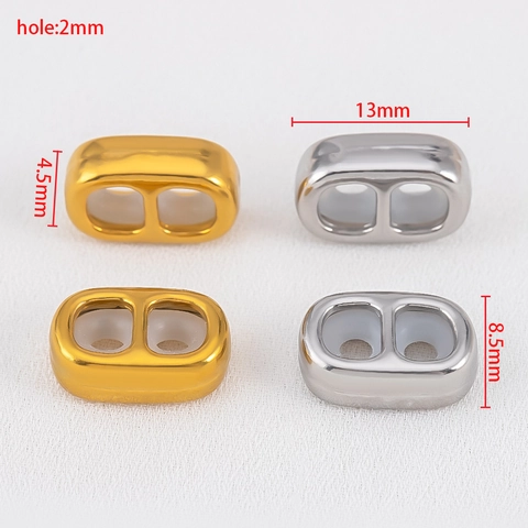 304 Stainless Steel Double Hole Silicone Spacer Beads Adjustable Slider Beads For DIY Bracelet Necklace Jewelry Findings