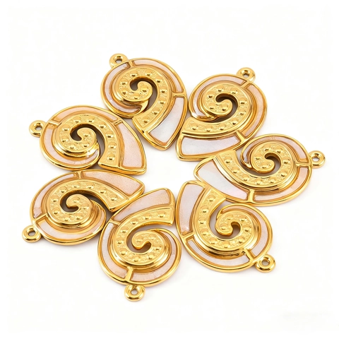 Roestvrij Stalen Spiraal Conch Hanger Met Kunstparelmoer Abalone Schelp Inlay Voor DIY Sieraden Ketting Oorbel Maken Accessoires