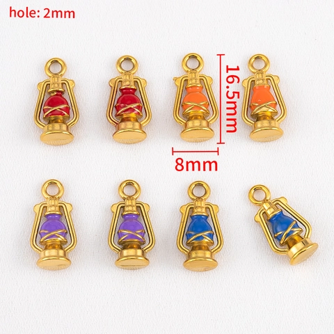 Colgante de Lámpara de Queroseno de Acero Inoxidable 304 Vintage Esmalte Linterna Retro Para Collar Joyería DIY