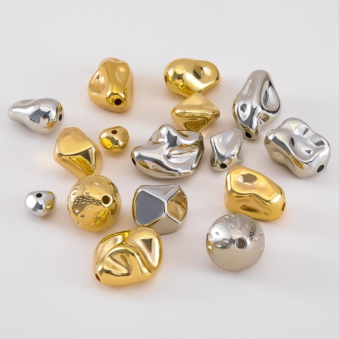 Irregular CCB Loose Beads Organic Fluid Shape Electroplated Gold Silver Spacers For DIY Necklace Bracelet Jewelry Making