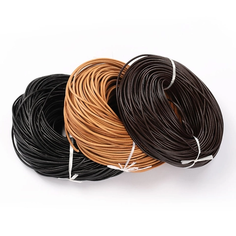 Round Cowhide Leather Cord For DIY Jewelry Making Bracelet Necklace Craft Supplies Durable Minimalist String Accessory