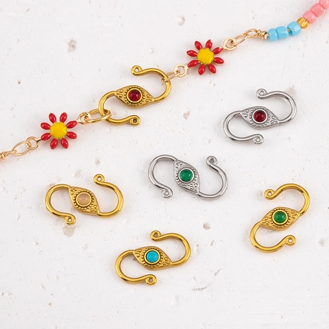 304 Stainless Steel Natural Stone S-Shape Connector Buckle Bohemian DIY Bracelet Necklace Findings Handmade Jewelry End Clasp