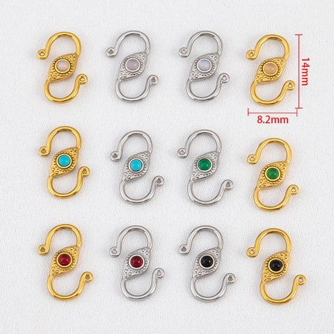 304 Stainless Steel Natural Stone S-Shape Connector Buckle Bohemian DIY Bracelet Necklace Findings Handmade Jewelry End Clasp